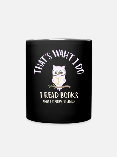 Je lis des livres Hibou nuit de bibliothèque - Mug uni - noir