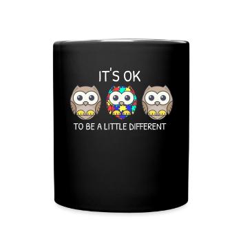 It's ok to be different Eule Asperger Autismus - Tasse einfarbig - Schwarz - Vorne