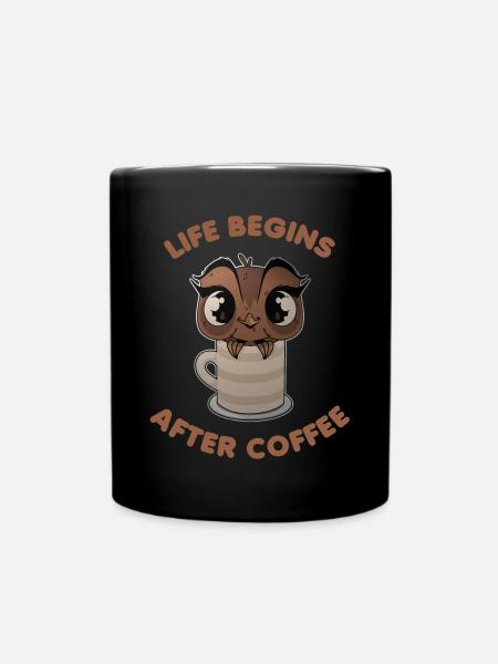 Night Owl Coffee Owl in Mug - Full Colour Mug - black