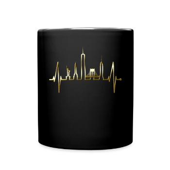 New York Skyline Heartbeat Heart Pulse USA Gift - Full Colour Mug - black - Front