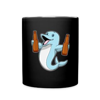 Delfin Flasche Bier - Tasse einfarbig - Schwarz - Vorne