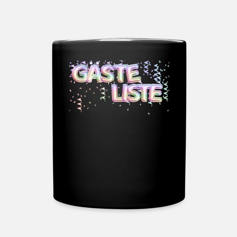 Gästeliste Einweihungsparty Verlobung Geburtstag - Tasse einfarbig - Schwarz