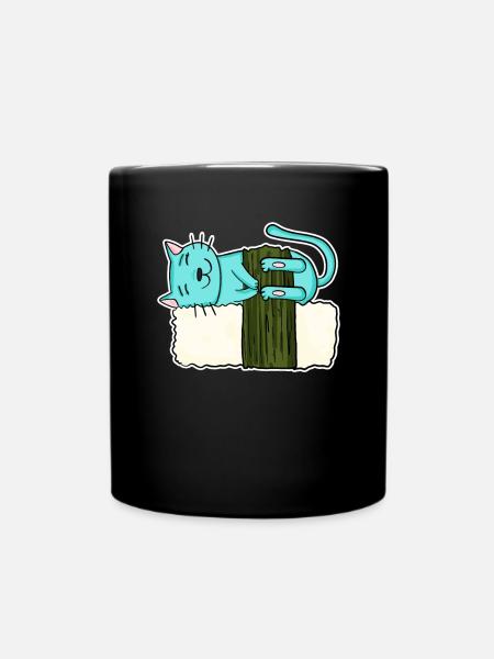 Cat Sushi Japanese Food Japan Cat Love - Full Colour Mug - black