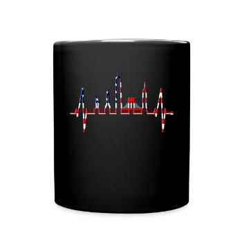 New York Skyline Heartbeat Heart USA Gift NY - Full Colour Mug - black - Front