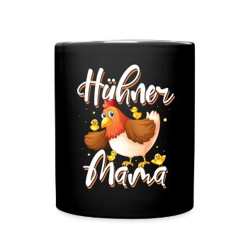 Hühner Mama - Tasse einfarbig - Schwarz - Vorne
