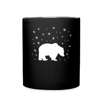 Eisbär Im Schnee - Tasse einfarbig - Schwarz - Vorne