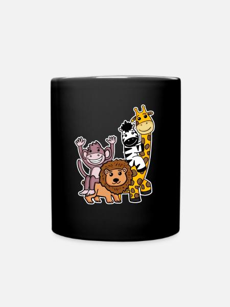 Niedliche Tiere - Tasse einfarbig - Schwarz