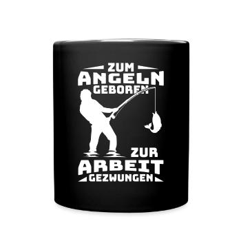 Angler Angeln Fischen Angelrute Geschenk - Tasse einfarbig - Schwarz - Vorne
