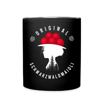 Original Schwarzwaldmädel Bollenhut Schwarzwald - Tasse einfarbig - Schwarz - Vorne