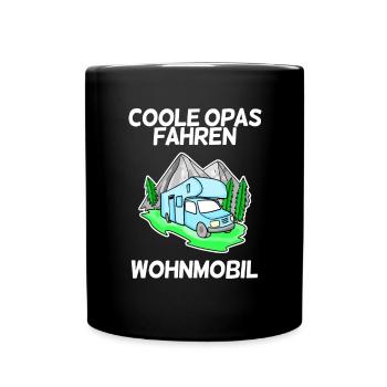 Coole Opas Fahren Wohnmobil | Camping Geschenk - Tasse einfarbig - Schwarz - Vorne
