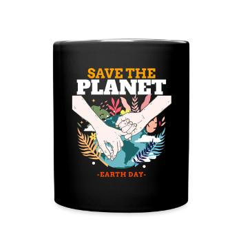 Rettet die Erde – Earth Day - Tasse einfarbig - Schwarz - Vorne