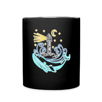 Phare côte mer mer - Mug uni - noir - Devant