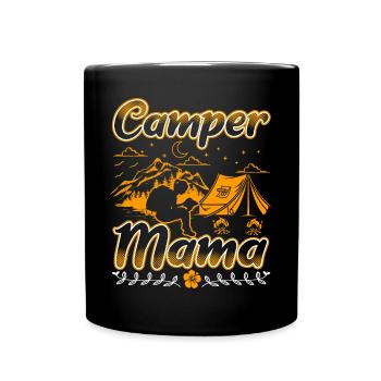 Camper Mama Cute Funny Camping - Tasse einfarbig - Schwarz - Vorne