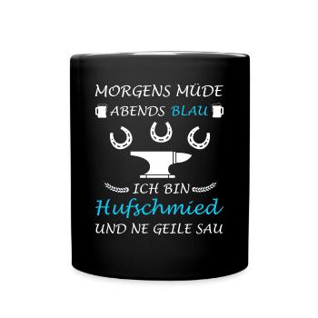 Hufschmied Pferdeschmiede Schmied Lustig - Tasse einfarbig - Schwarz - Vorne