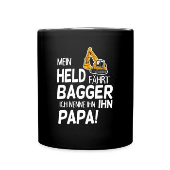 Bagger Held Papa Vater Geschenk - Tasse einfarbig - Schwarz - Vorne