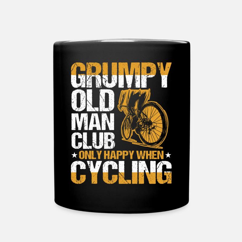 Grumpy Old Man Club Only Happy When Cycling - Full Colour Mug - black