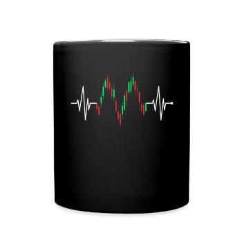 Trader Heartbeat Stocks ECG Stock Forex Trading - Full Colour Mug - black - Front