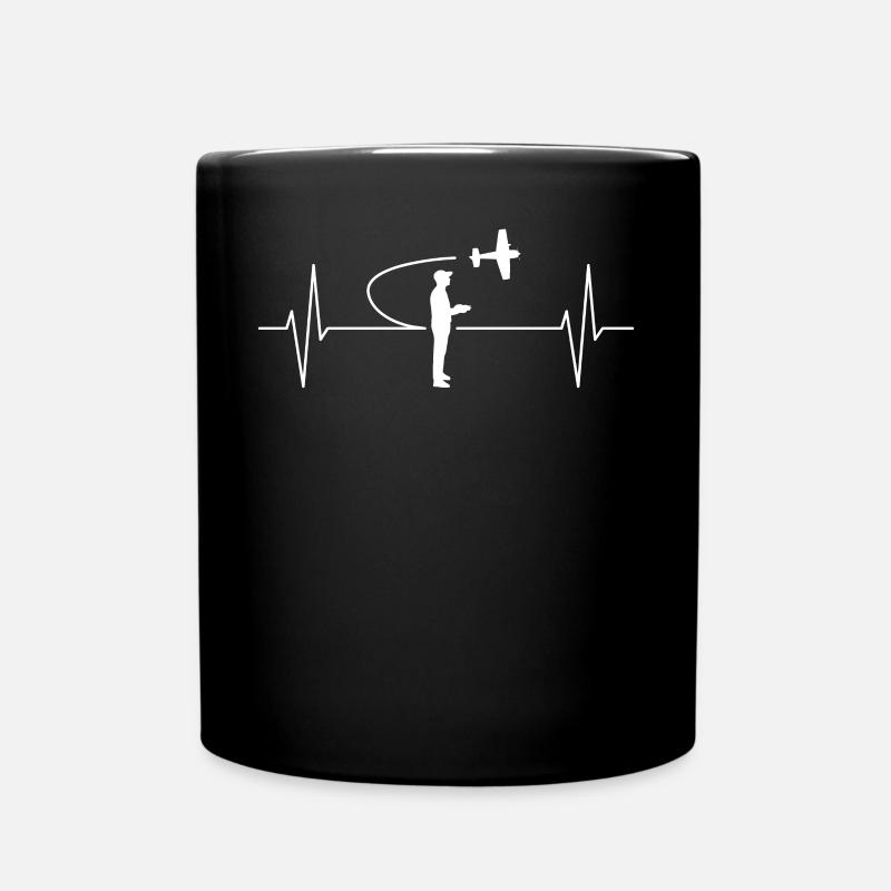 RC Flugzeug Modellflug Herzschlag Linie Geschenk - Tasse einfarbig - Schwarz
