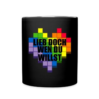 Lieb Doch Wen Du Willst - Pride Flag LGBTQ - Tasse einfarbig - Schwarz - Vorne