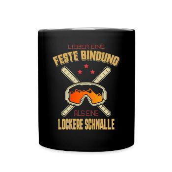 Lieber eine feste Bindung Skilehrer Ski Spruch - Tasse einfarbig - Schwarz - Vorne