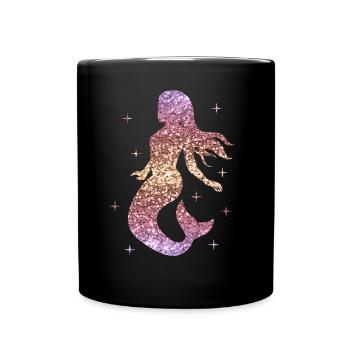 Mermaid Ladies Girl Gift Mermaid Glitter - Full Colour Mug - black - Front