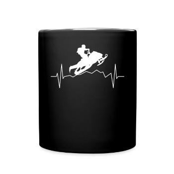 Snowmobile Snowmobile ECG Line Gift - Full Colour Mug - black - Front