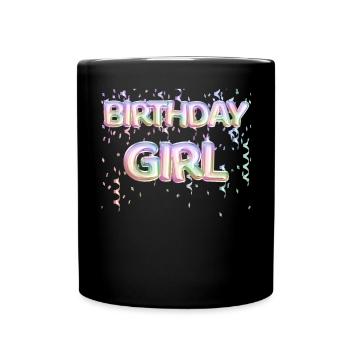 "Birthday Girl" Foil Balloons Confetti - Full Colour Mug - black - Front