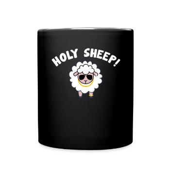 Holy Sheep! Ein Super Cooles Schaf - Tasse einfarbig - Schwarz - Vorne