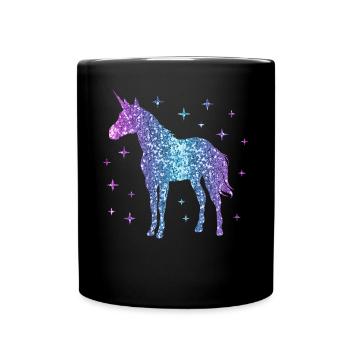Licorne cadeau fille femmes paillettes Unicorn - Mug uni - noir - Devant