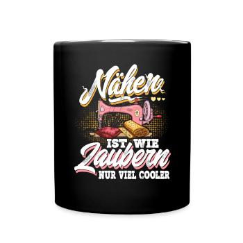 Nähen - Tasse einfarbig - Schwarz - Vorne