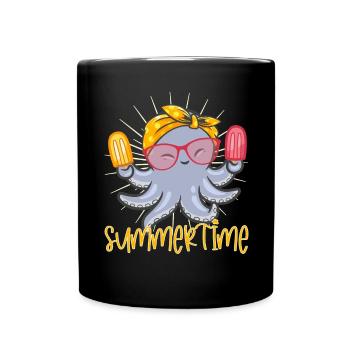 Calmar doux Octopus avec bandana et seigle - Mug uni - noir - Devant
