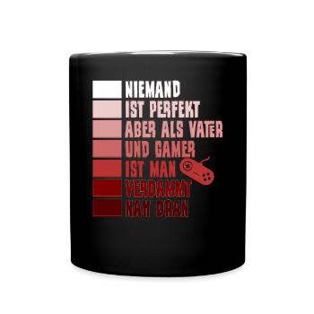 Vater Papa Computerspieler Gamer Zocker Zocken - Tasse einfarbig - Schwarz - Vorne