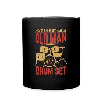 Batterie vieux homme papy batteur cadeau - Mug uni - noir - Devant