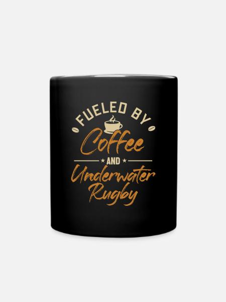 Fueled by Coffee and Underwater Rugby UWR - Full Colour Mug - black