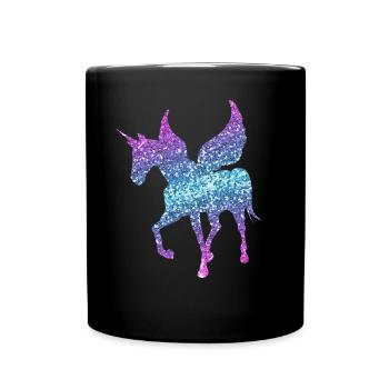 Licorne cadeau fille femmes paillettes Unicorn - Mug uni - noir - Devant