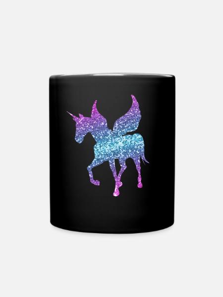 Einhorn Geschenk Mädchen Frauen Glitzer Unicorn - Ensfarvet krus - sort