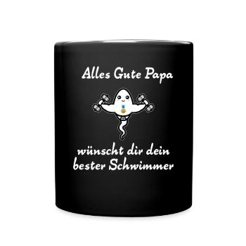 Alles Gute Papa wünscht dir dein bester Schwimmer - Tasse einfarbig - Schwarz - Vorne