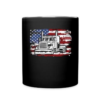 Camion USA Drapeau Chauffeur de camion - Mug uni - noir - Devant