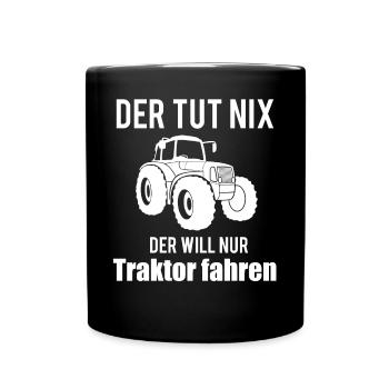 Traktor Trecker Bauer Landwirtschaft Geschenk - Tasse einfarbig - Schwarz - Vorne