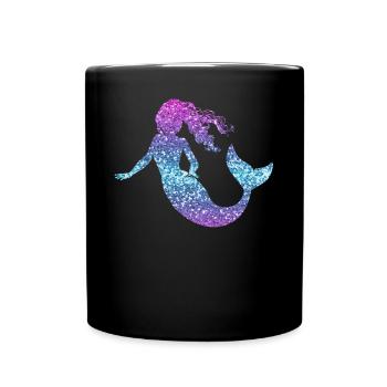 Glitter Mermaid Ladies Girl Gift Nixe - Full Colour Mug - black - Front