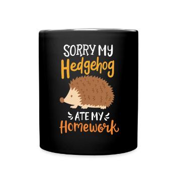 Igel Schüler Schule - Tasse einfarbig - Schwarz - Vorne