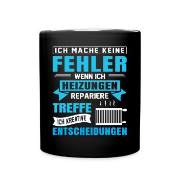 Heizungsbauer Heizungsbau Klempner Installateur - Tasse einfarbig - Schwarz - Vorne