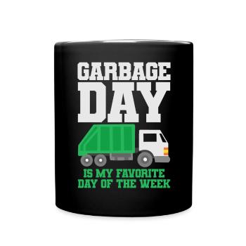 Garbage Truck Garbage Day Garbage Collection - Full Colour Mug - black - Front