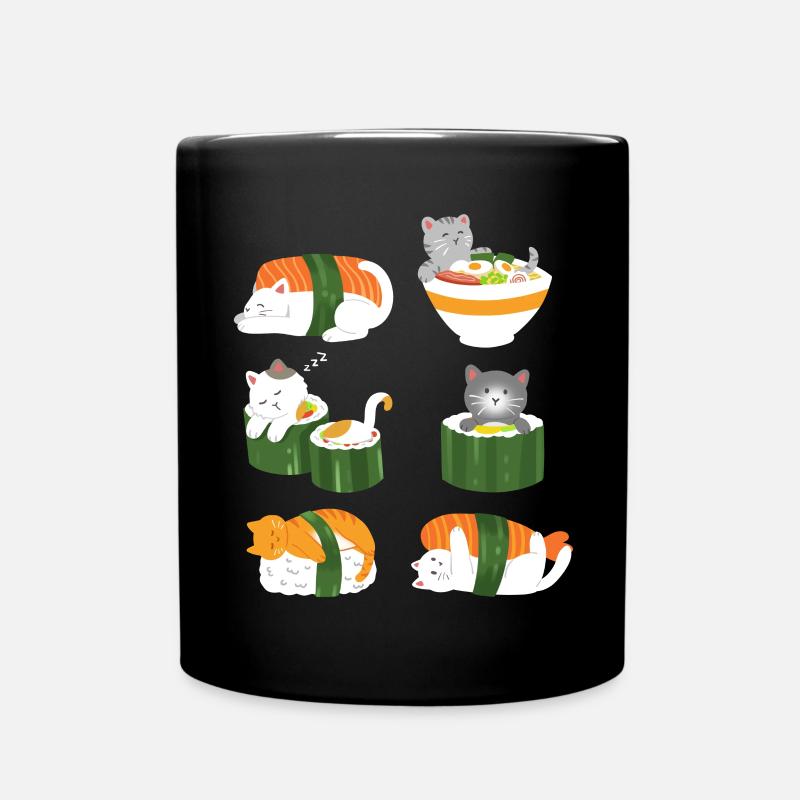 Sushi Katze Japan Anime Kawaii - Tasse einfarbig - Schwarz