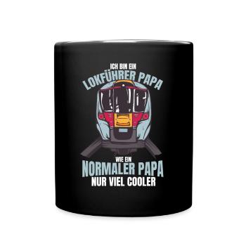Lokführer Papa Zugführer Eisenbahn Geschenk - Tasse einfarbig - Schwarz - Vorne