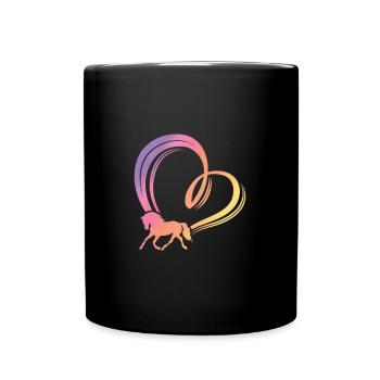 Heart Rainbow Horse - Full Colour Mug - black - Front