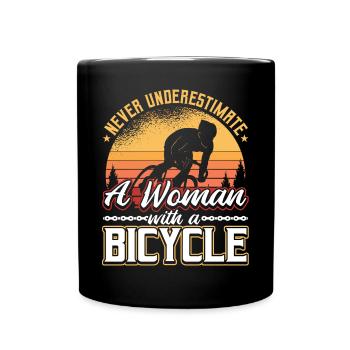 Never Underestimate A Woman With A Bicycle - Full Colour Mug - black - Front