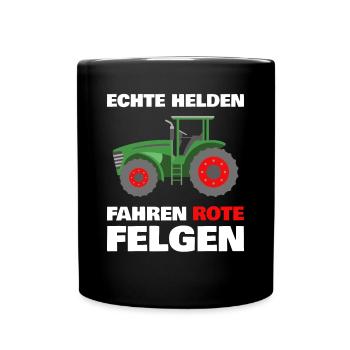 Landwirtschaft Traktor Trekker Traktorfahrer - Tasse einfarbig - Schwarz - Vorne