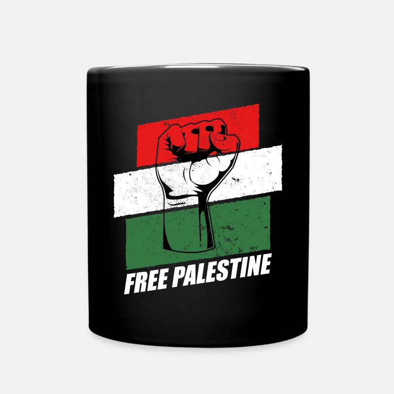 Free Palestine - Tasse einfarbig - Schwarz