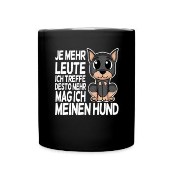 Doberman Pinscher - Ich mag keine Menschen - Tasse einfarbig - Schwarz - Vorne